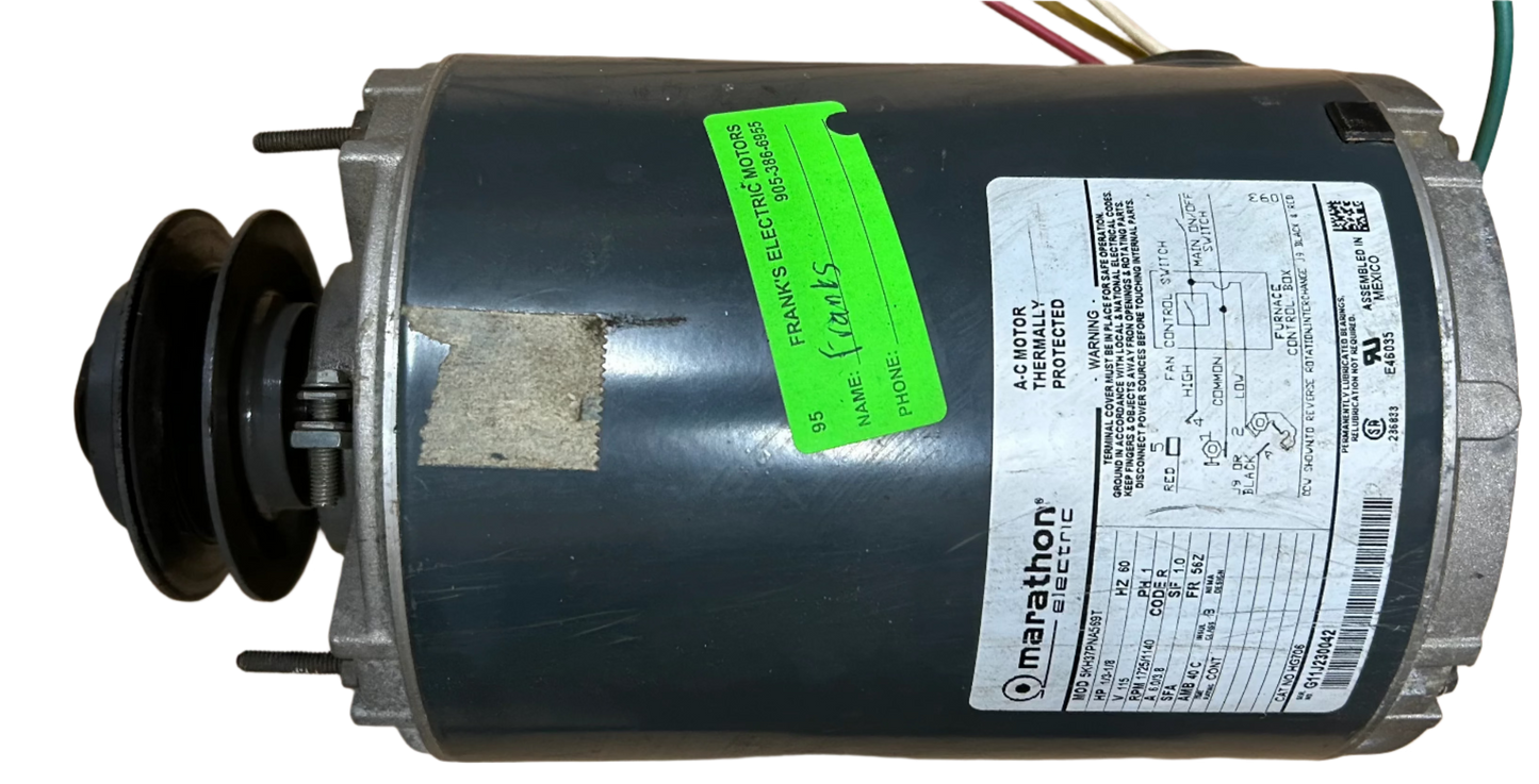 U95 - 1/3 HP 1725RPM 115V Marathon ODP 2 Speed Belted Fan Motor