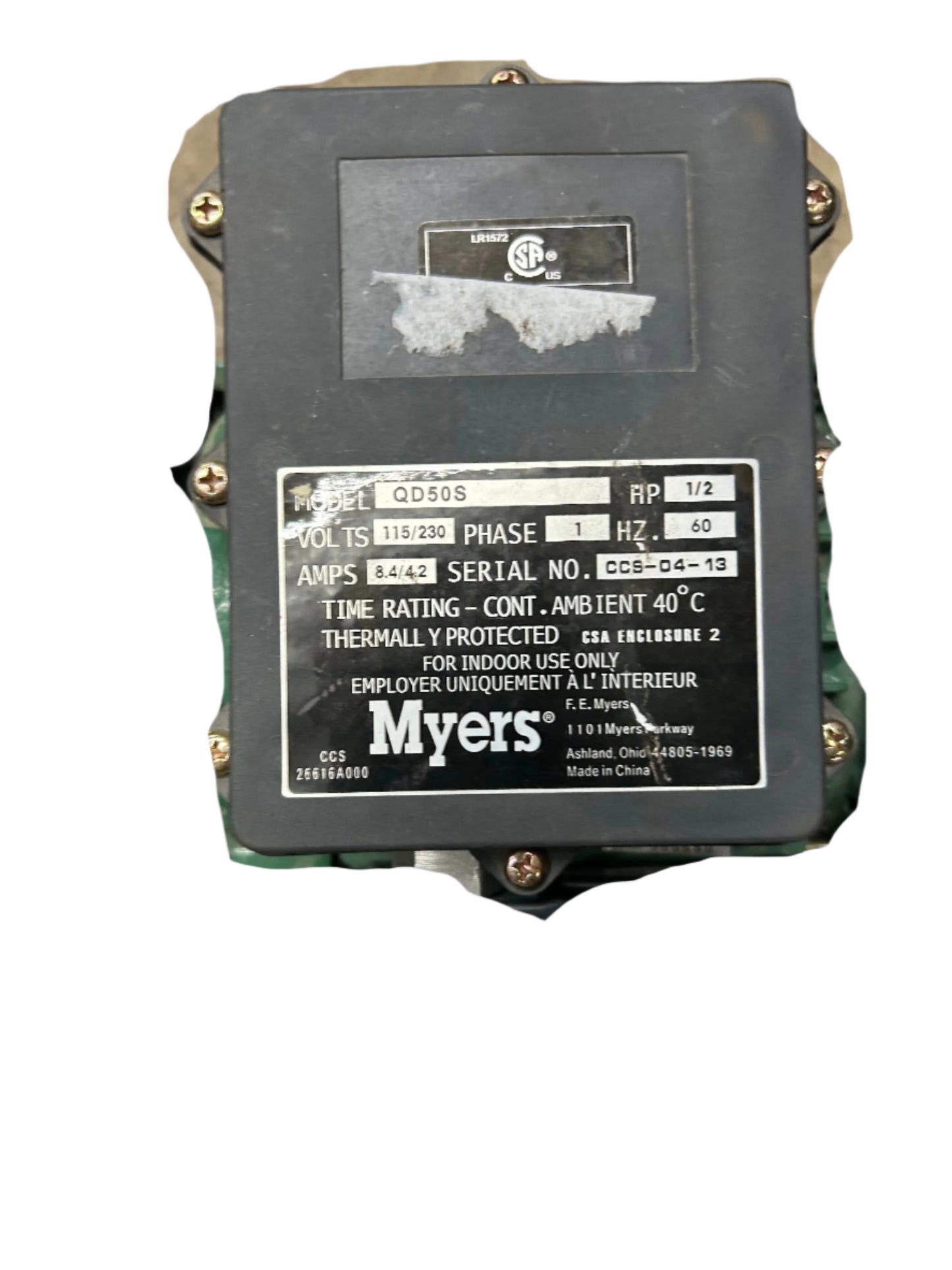 U99 - 1/2HP 115/230V Myers ODP