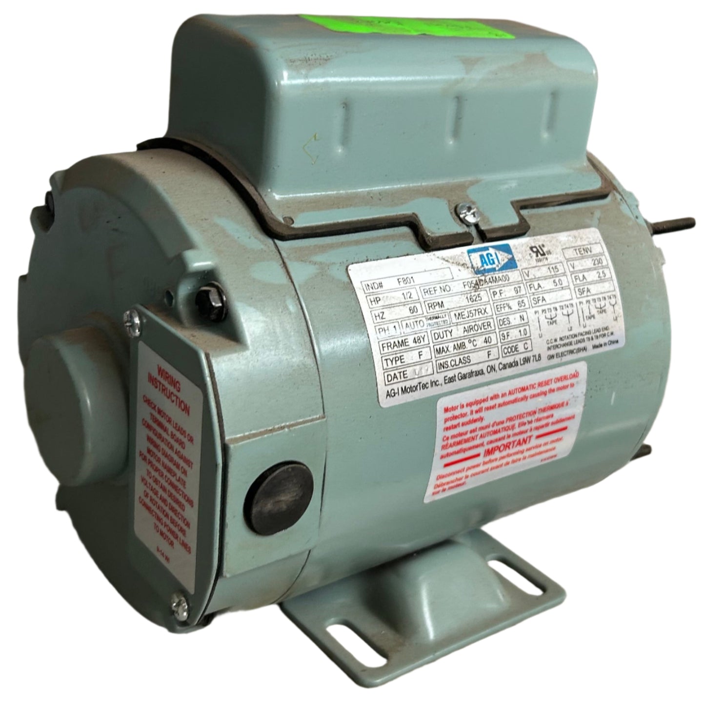 U13 - 1/2 HP 1625RPM 115/230V AG-I TENV