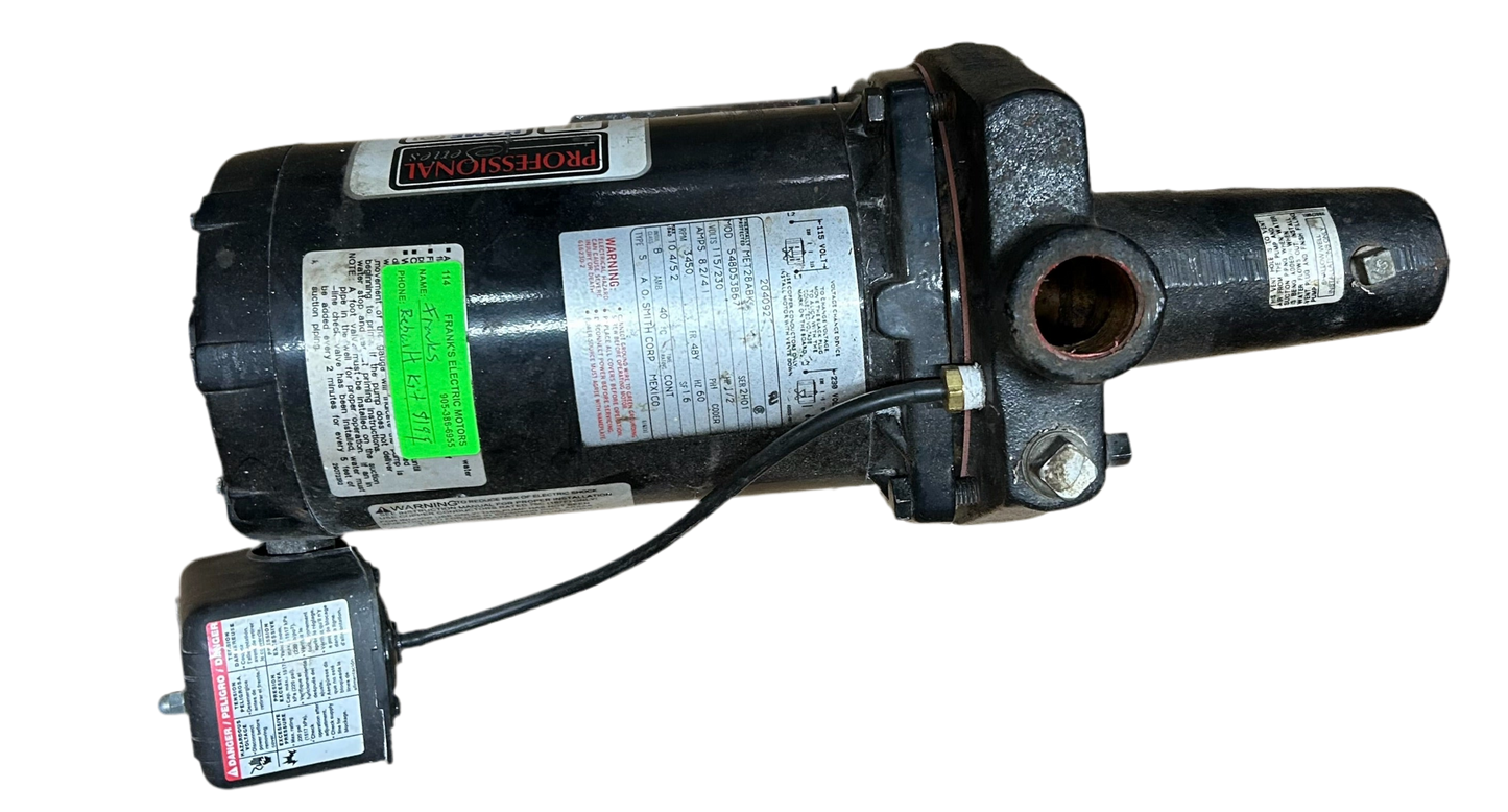 U114 - 1/2 HP 3450RPM 115/230V Home Plumber ODP