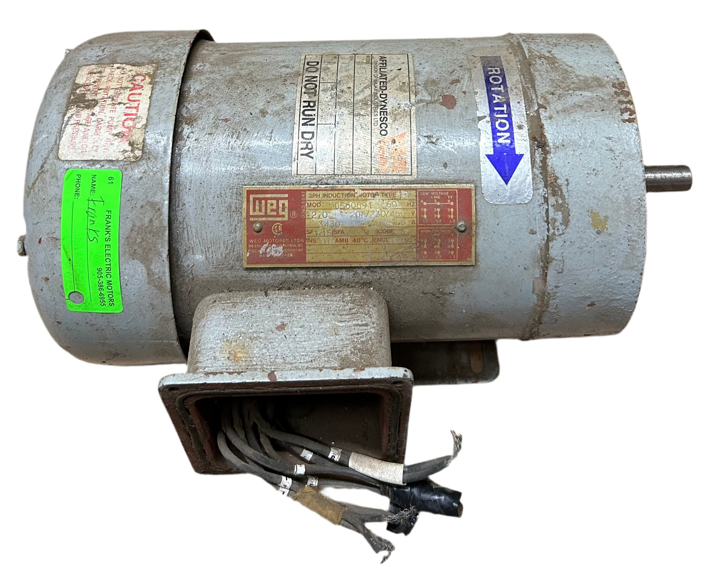 U61 - 2 HP 3430RPM 208-230/460V WEG TEFC