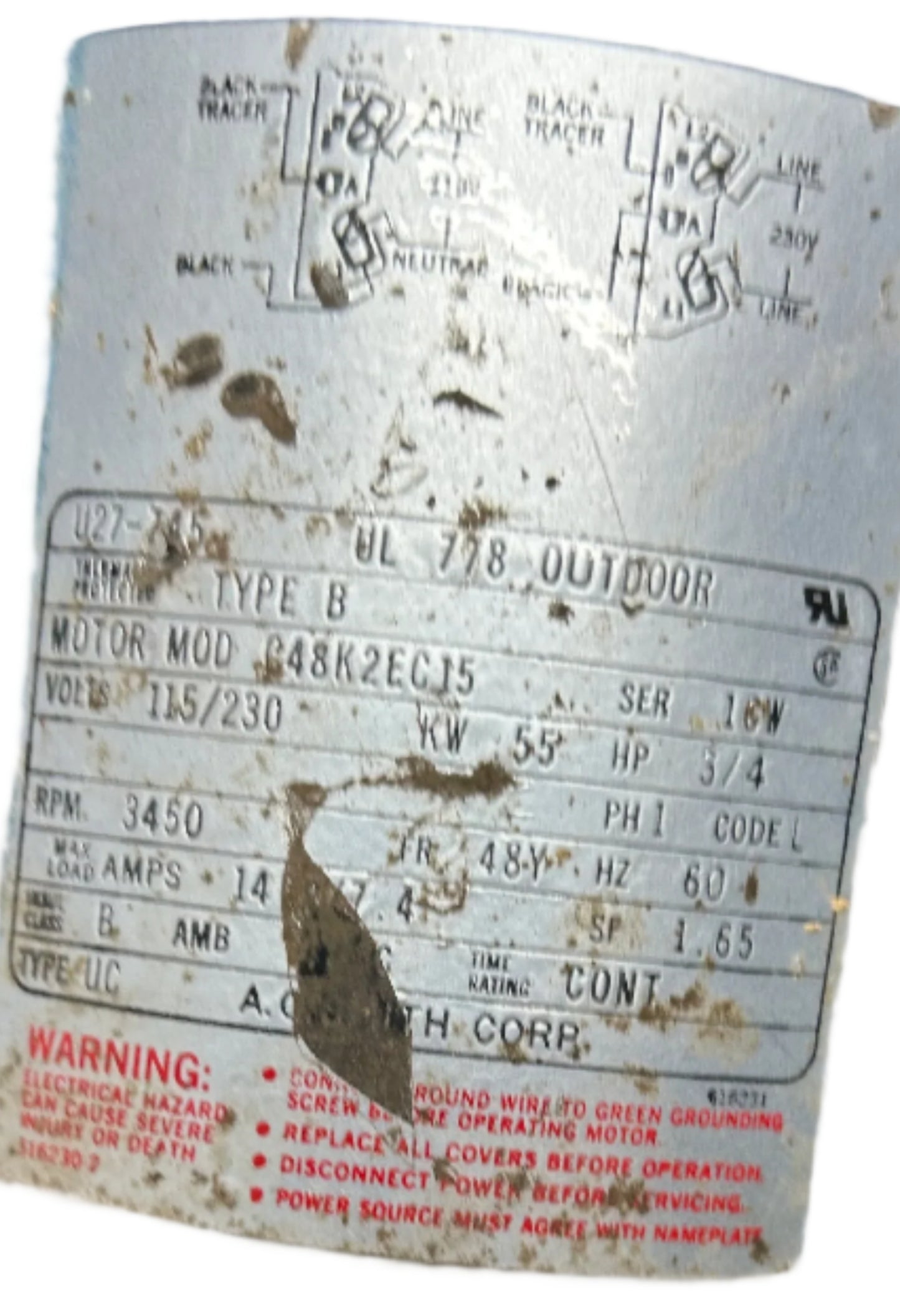 U180 - 3/4HP 115/230V 3450RPM Berkley ODP