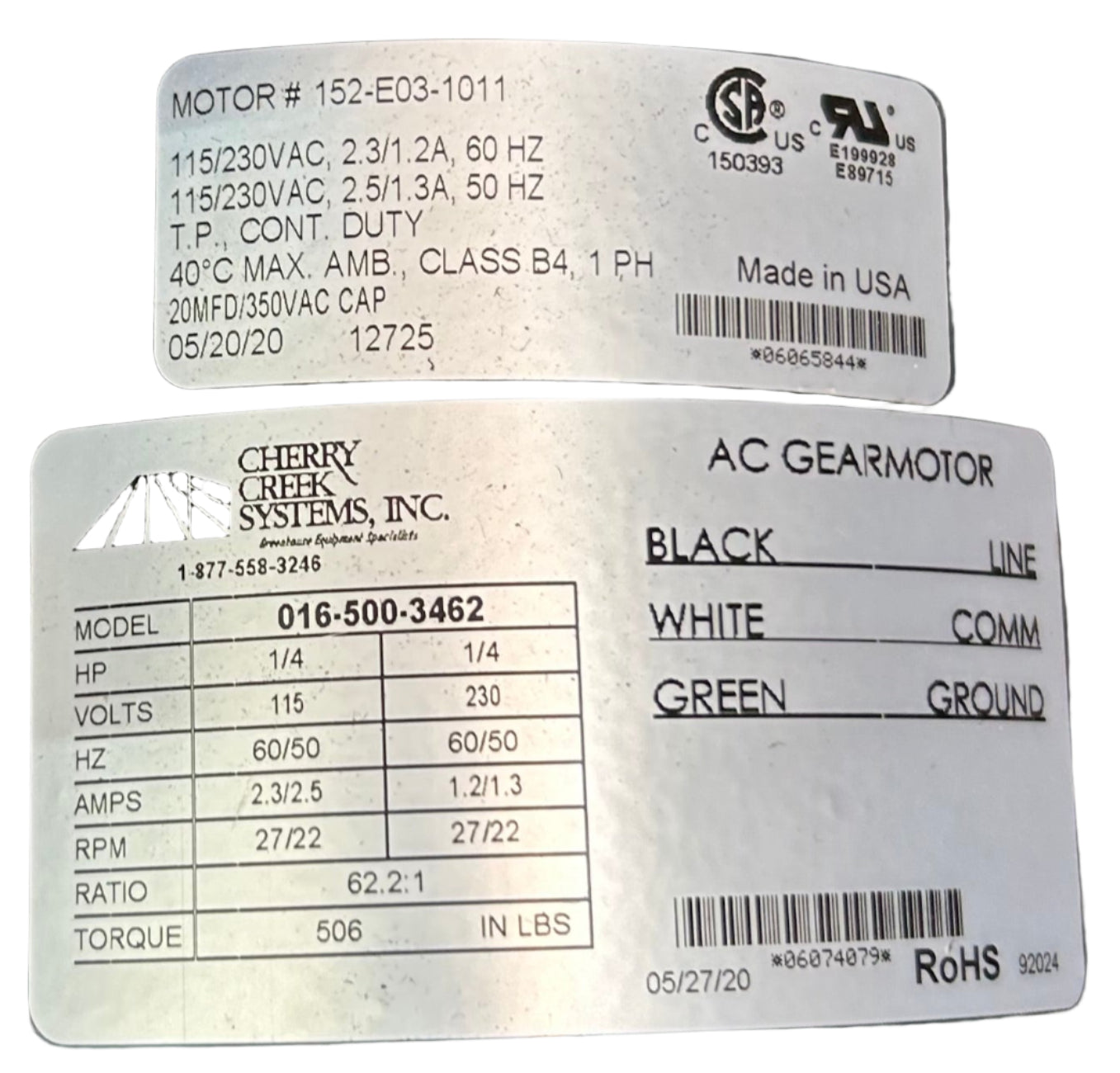 U276 - 1/4HP Gear Unit 62.2:1 Ratio