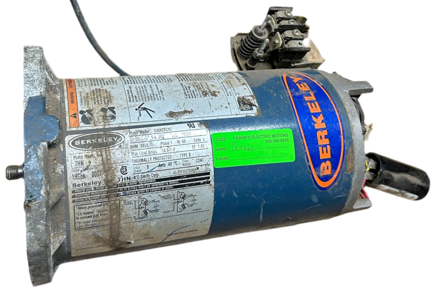 U205 - 3/4 HP 3450RPM 115/230V Berkley ODP Pump Motor