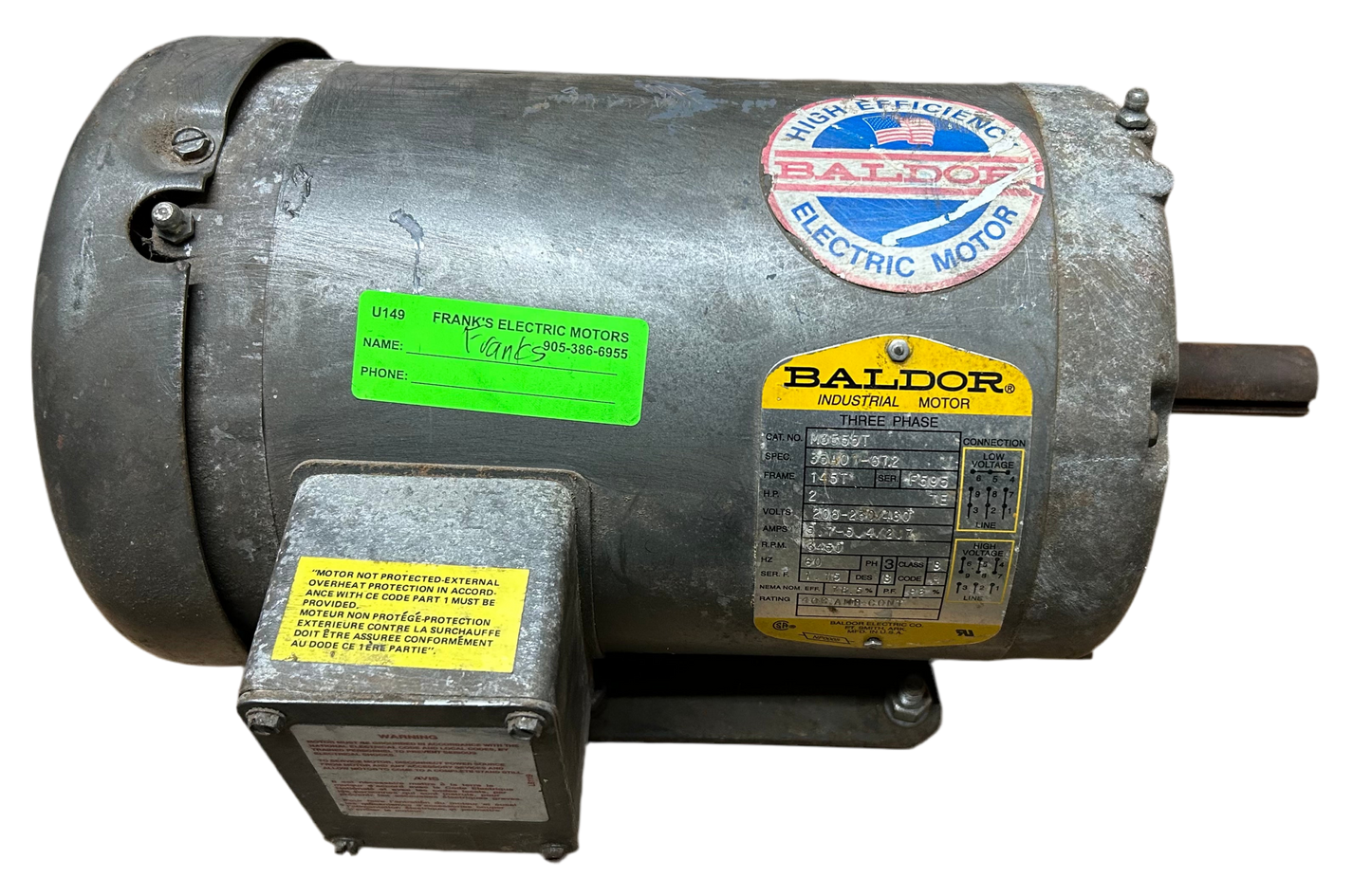 U149 - 2H P 3456RPM 208-230/460V Baldor TEFC