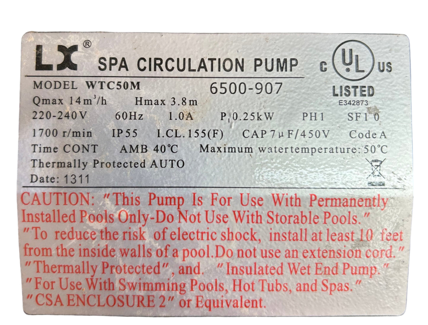 U314 - 1/3HP 1700RPM Circ. Pump Motor