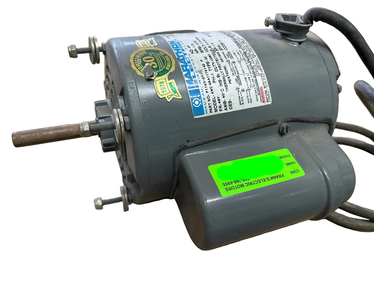U394 - MARATHON 1/2HP 115/230V 6.4/3.2AMPS