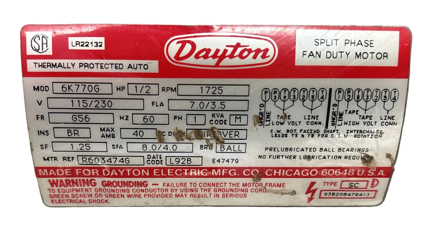 U395 - 1/2HP 115/230V 7.0/3.5AMPS