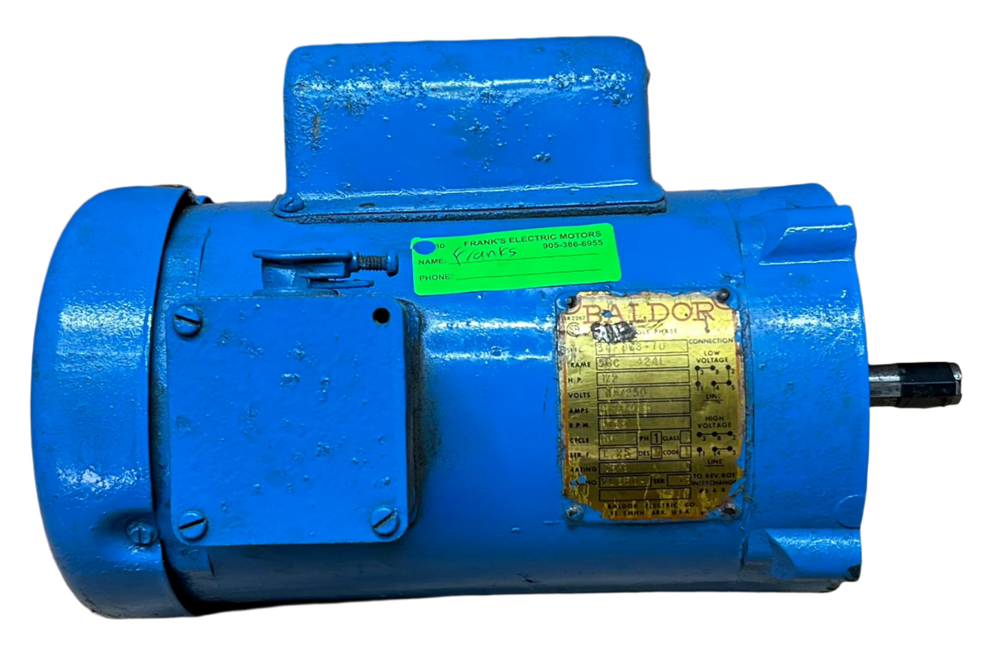 U130 - 1/2 HP 1725RPM 115/230V Baldor TEFC