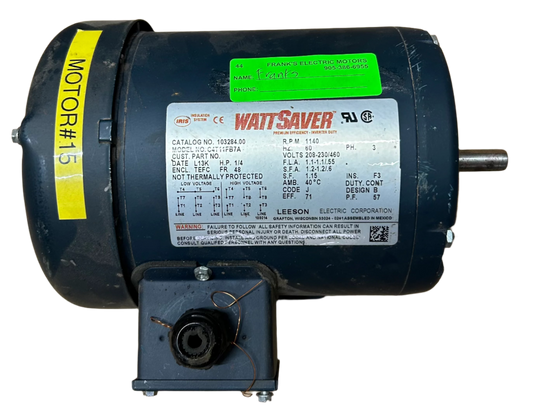 U44 - 1/4 HP 1140RPM 208-230/460V Leeson TEFC