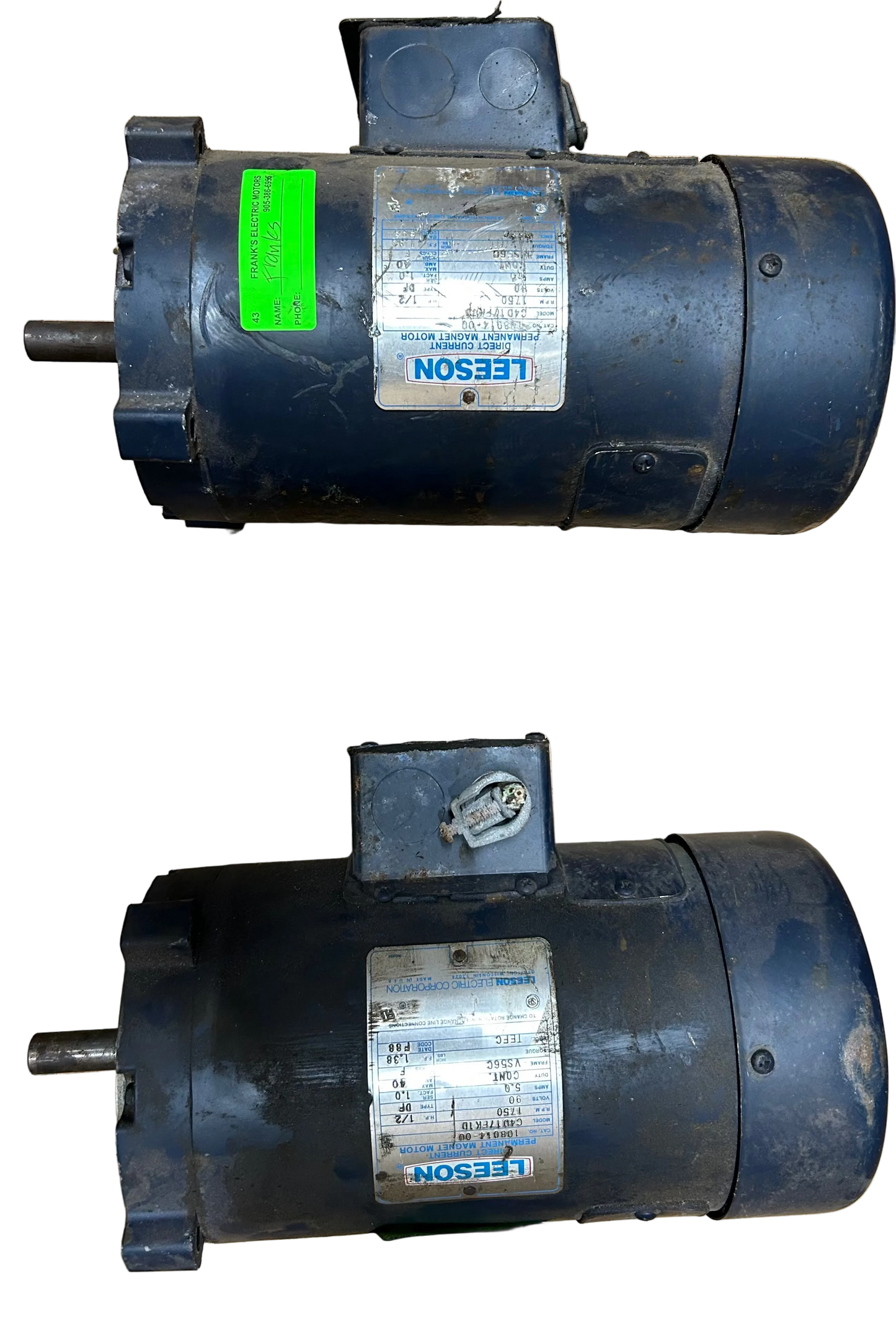 U43 - 1/2 HP 1750RPM 90V Leeson TEFC