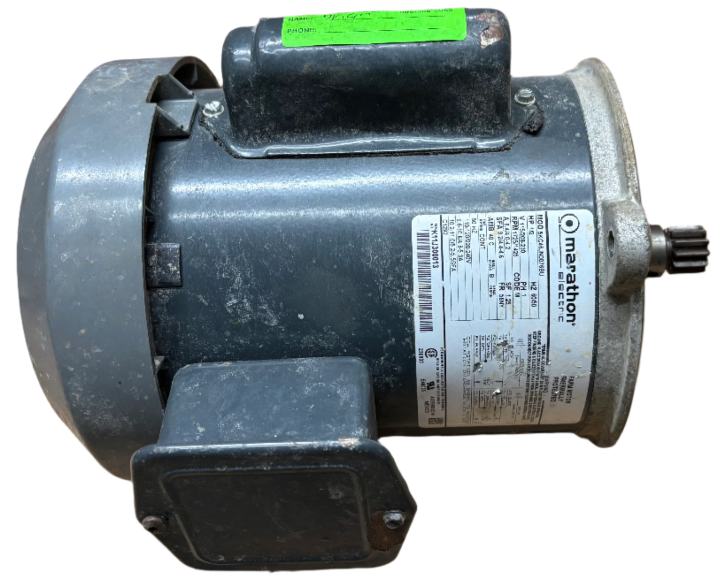 U139 - 1/2 HP 1725RPM 115/208-230V Marathon TEFC Auger