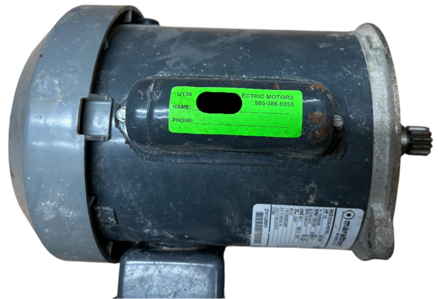 U139 - 1/2 HP 1725RPM 115/208-230V Marathon TEFC Auger