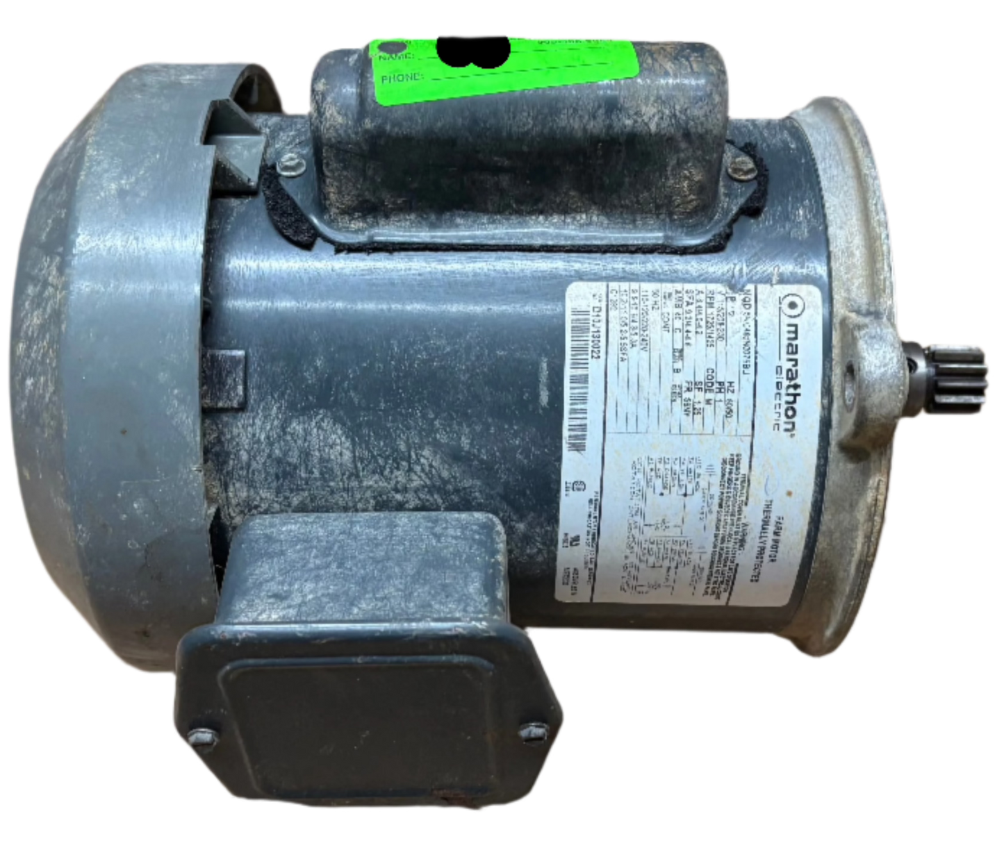 U140 - 1/2 HP 1725RPM 115/208-230V Marathon TEFC Auger
