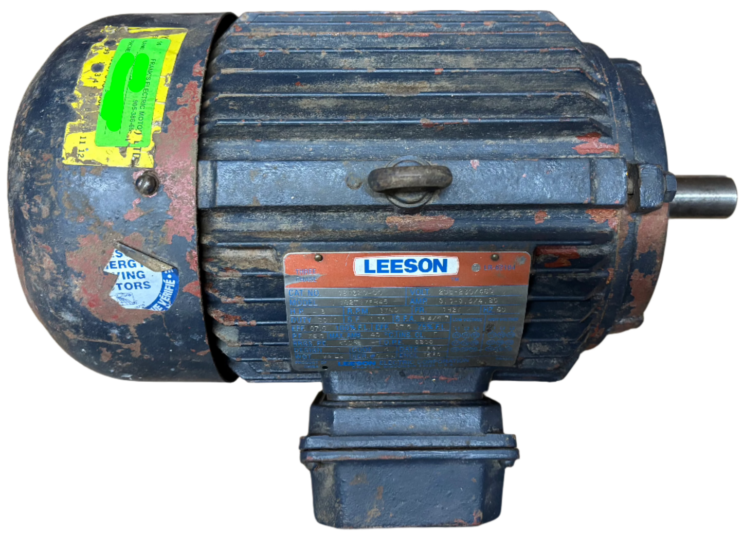 U90 - 3 HP 1760RPM 208-230/460V Leeson TEFC