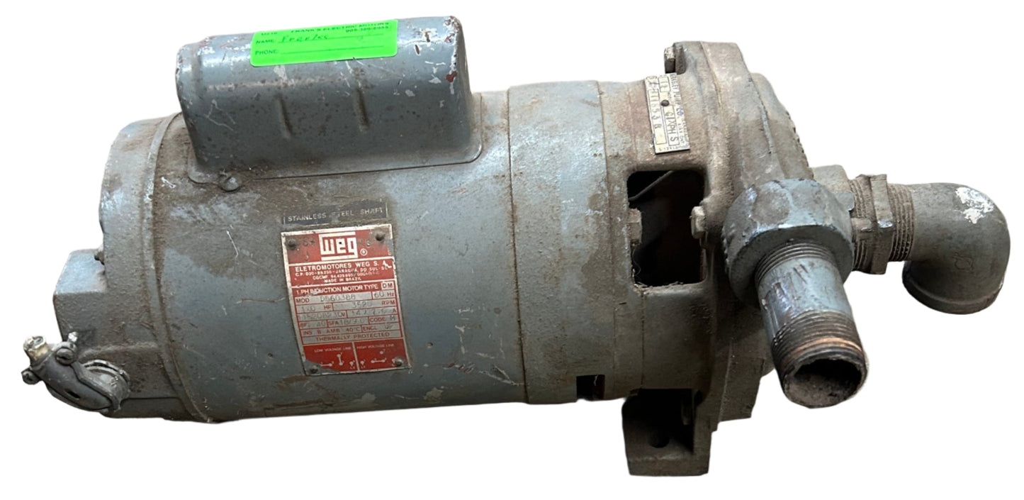 U216 - 1 HP 3520RPM 115/208-230V WEG DP Motor