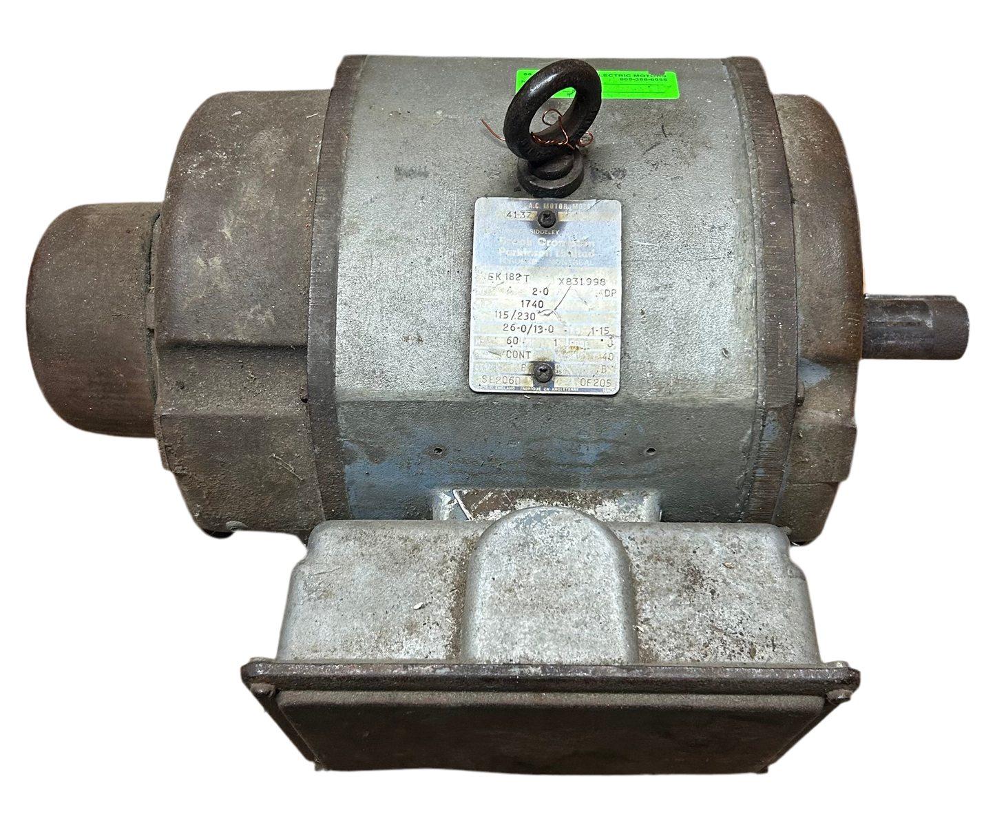 U66 - 2 HP 1740RPM 115/230V Brook Crompton DP