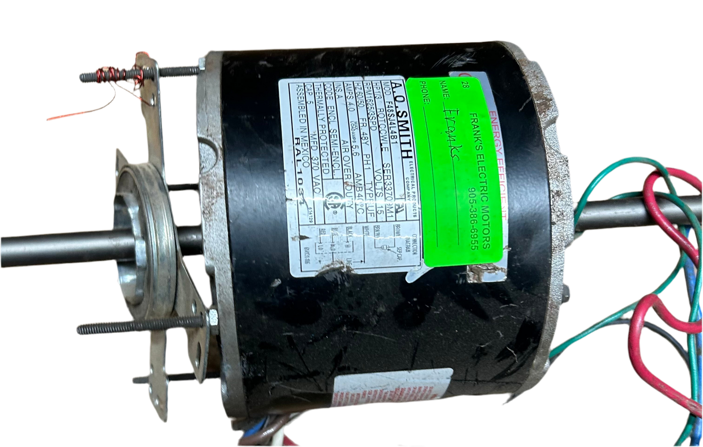 U28 - 1/3 HP 1625/3 speedRPM 115V A.O. Smith Blower Motor