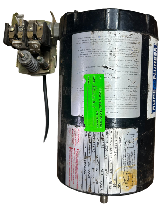U15 - 1/2 HP 3450RPM 115/230V Home Plumber ODP Pump Motor