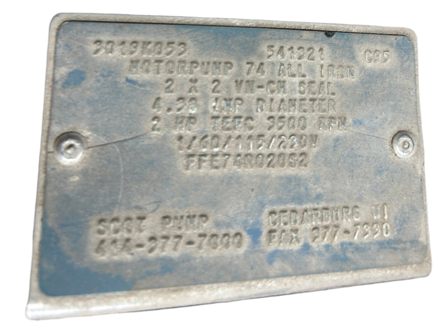 U288 - 2 HP 3450RPM 115/230V Baldor TEFC SCOT Pump