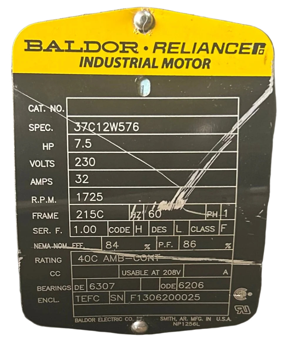 U___ - 7-1/2 HP 1725RPM 230V Baldor TEFC