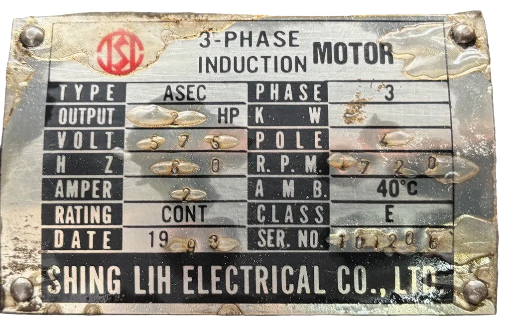 U352 - 2 HP 1720RPM 575V TEFC Motor