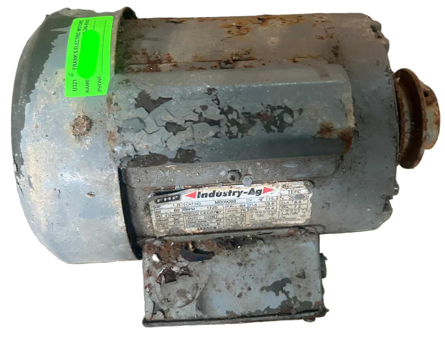 U321 - 1 HP 1725RPM 115/208-230V Leeson TEFC