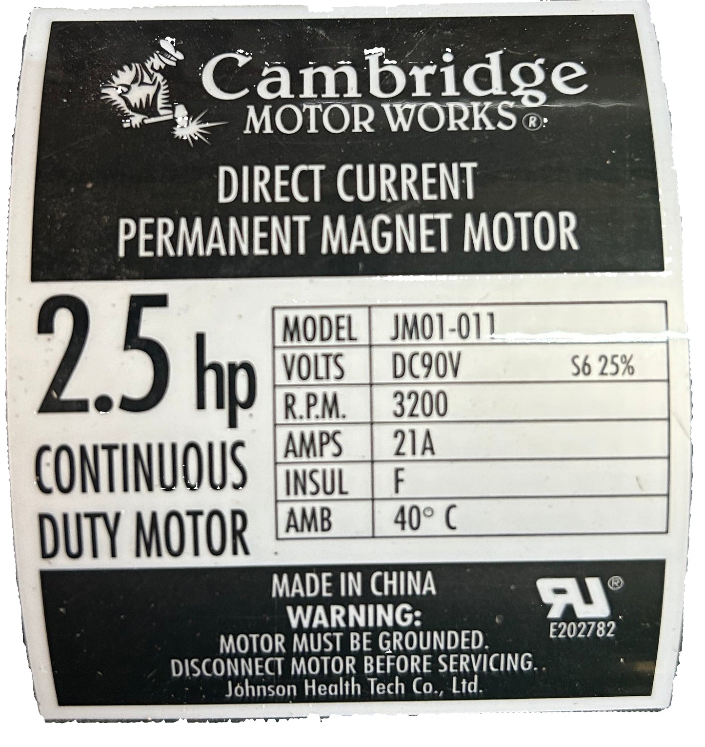 U333 - 2 1/2 HP 3200RPM 90V DC Treadmill Motor