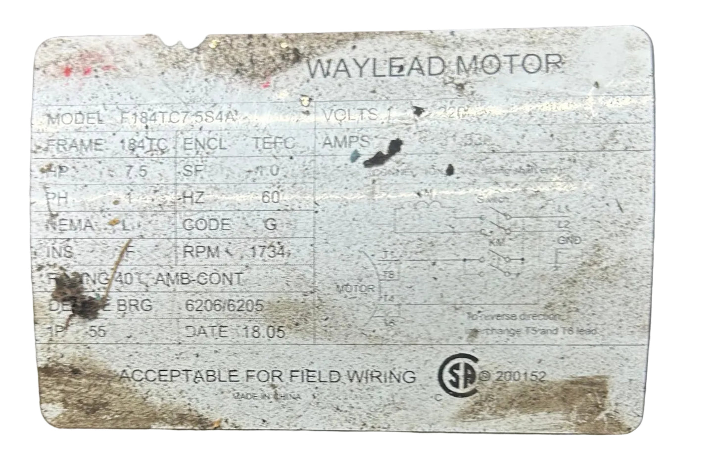 U306 - 7 1/2HP  240V  33AMPS