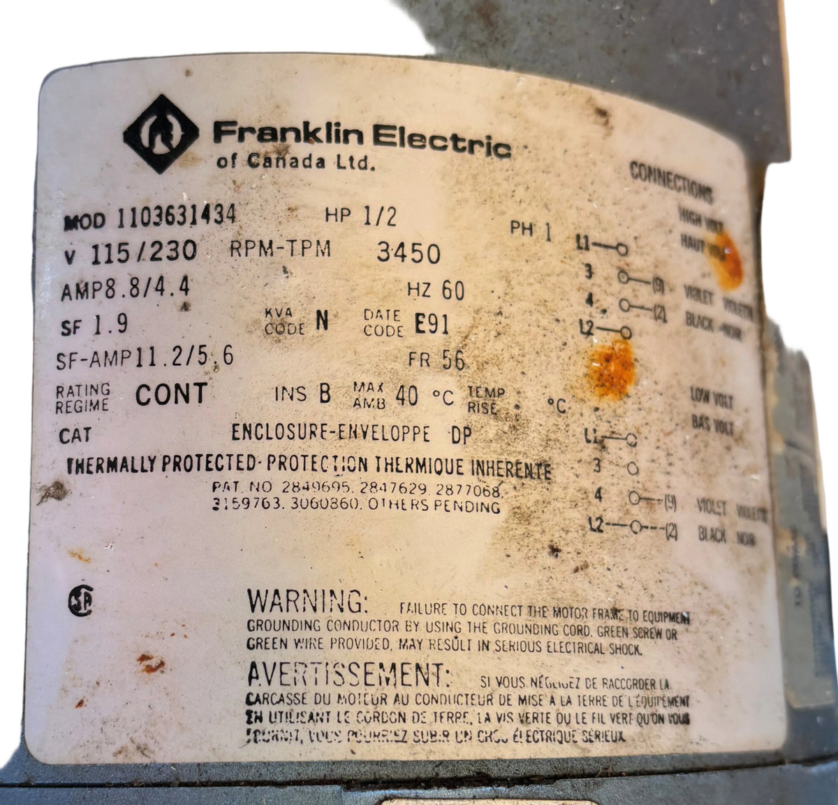 U331 - 1/2HP  115/230V  8.8/4.4AMPS  BERKLEY