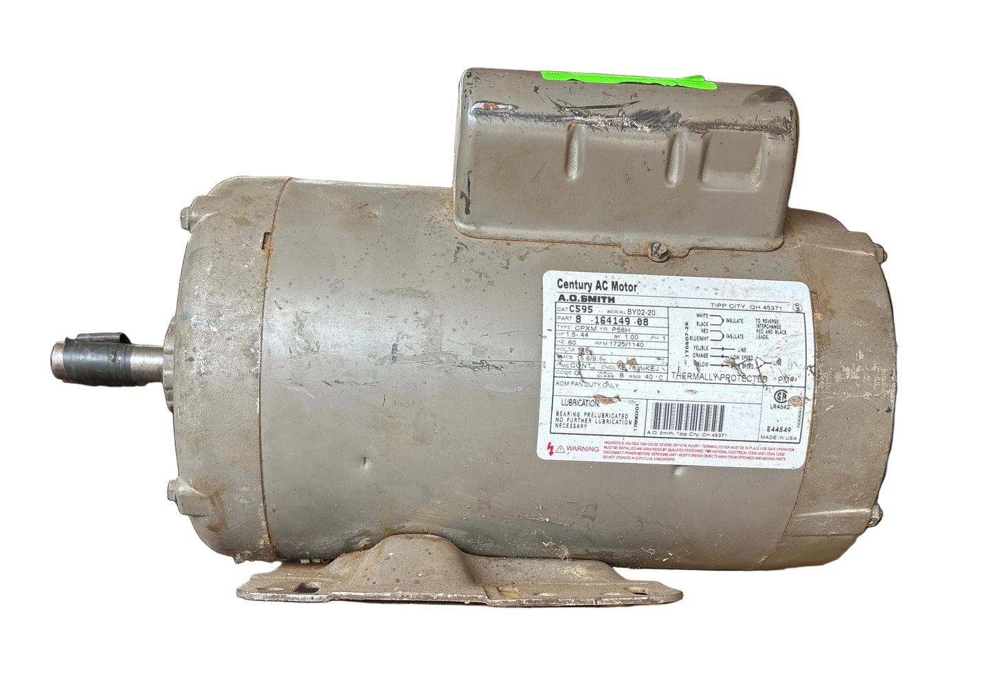 U3 - CENTURY  1 1/2HP  1725/1140RPM  115V