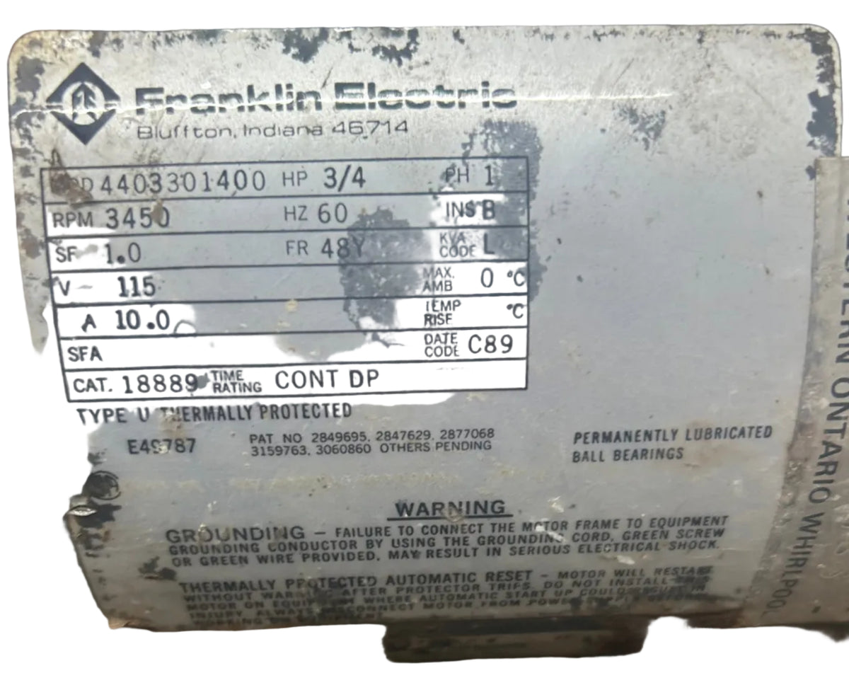 U410 - 3/4HP  115V  10.0AMPS