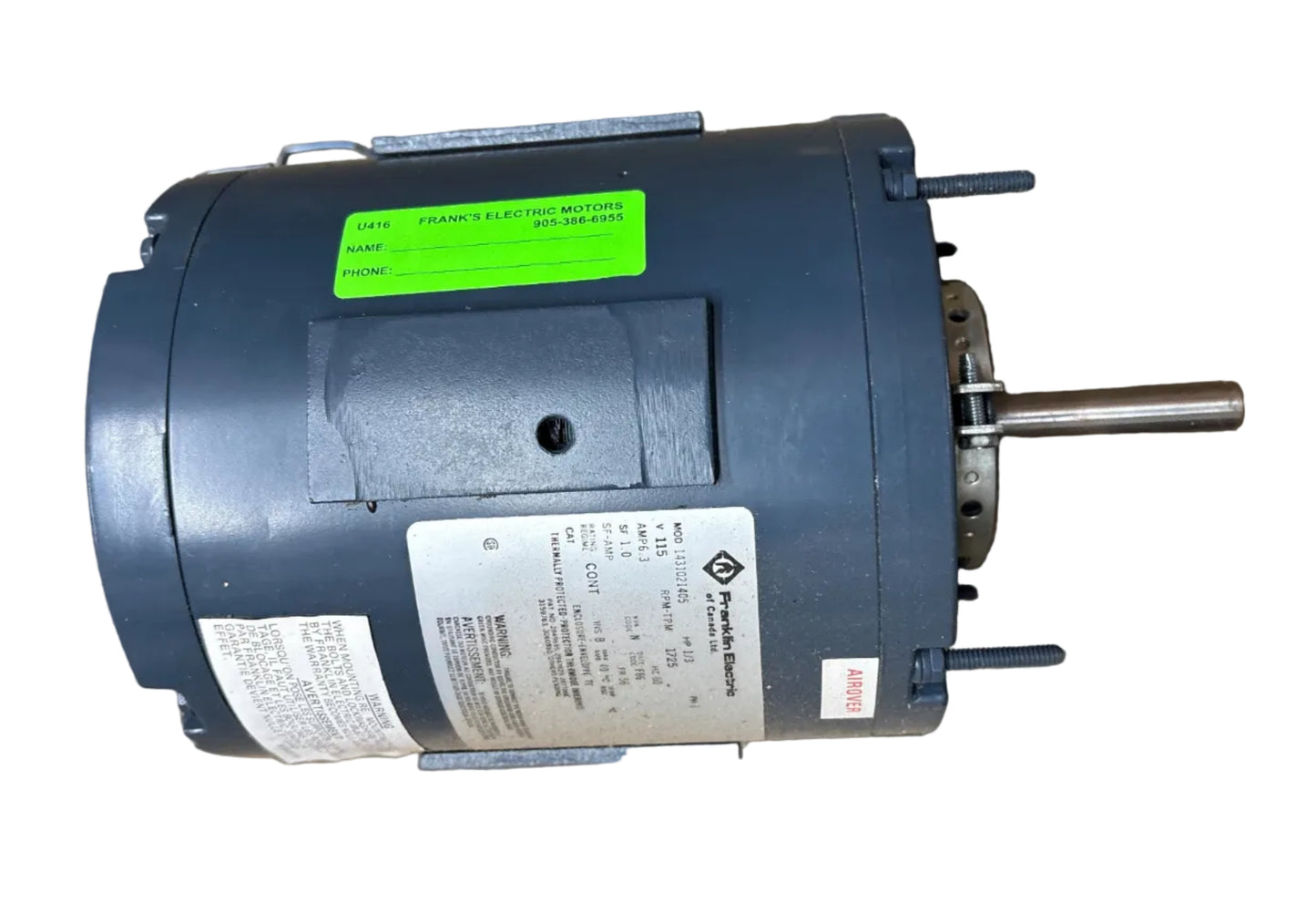 U416 - 1/3HP  115V  6.3AMPS