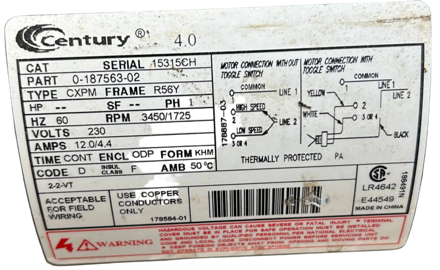 U429 - 4HP 230V  12.0/4.4AMPS  Hot Tub Pump