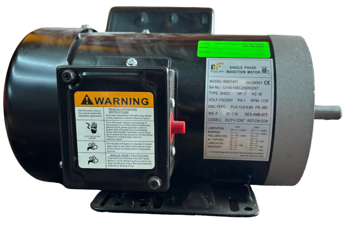 U445 - 1HP  115/230V  13.6/6.8AMP