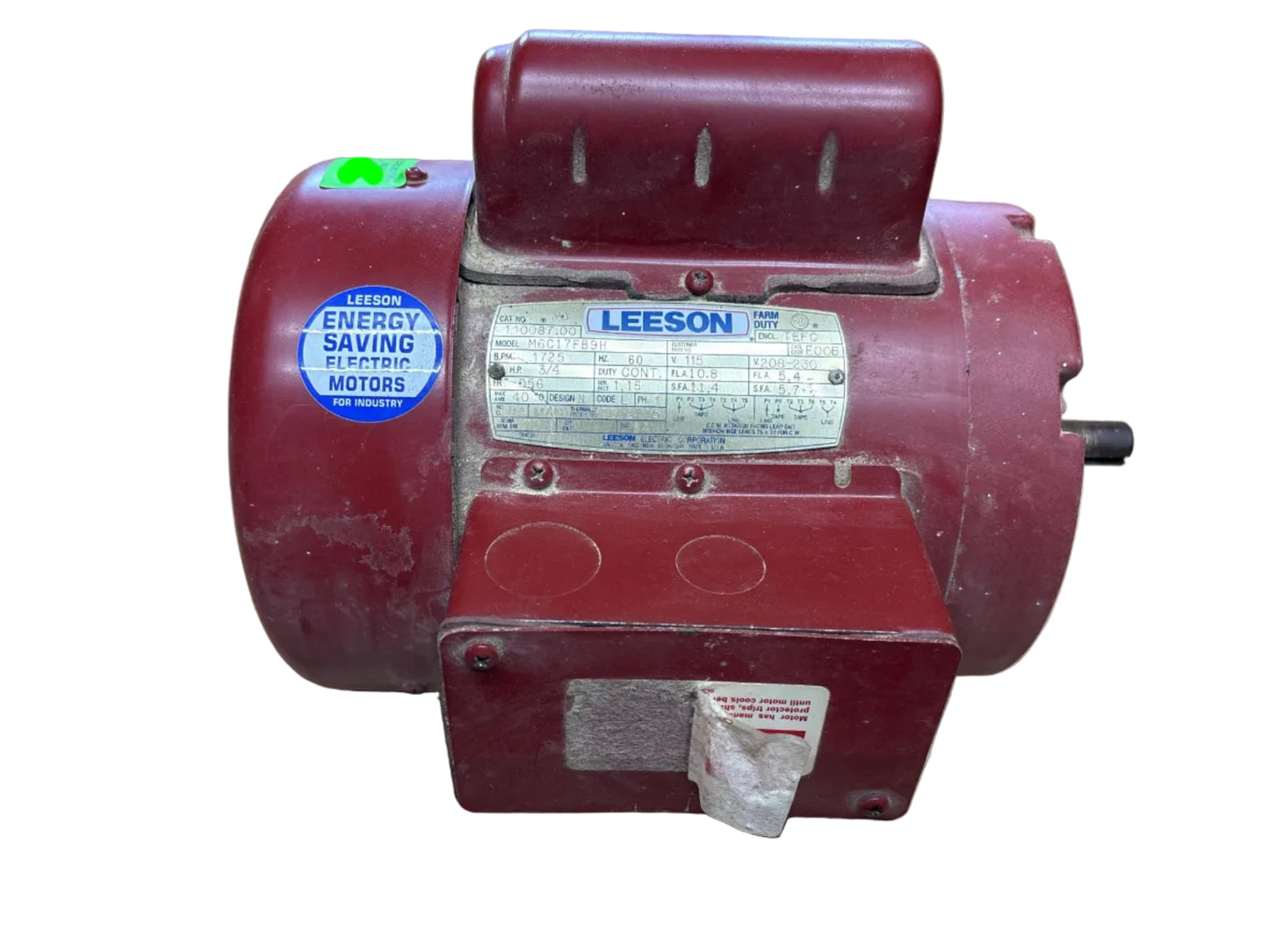 U402 - LEESON 3/4HP  115/208-230V  10.9/5.4AMPS