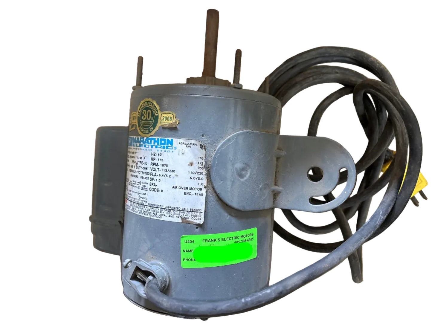 U404 - MARATHON  1/2HP  115/230V  6.4/3.2AMPS