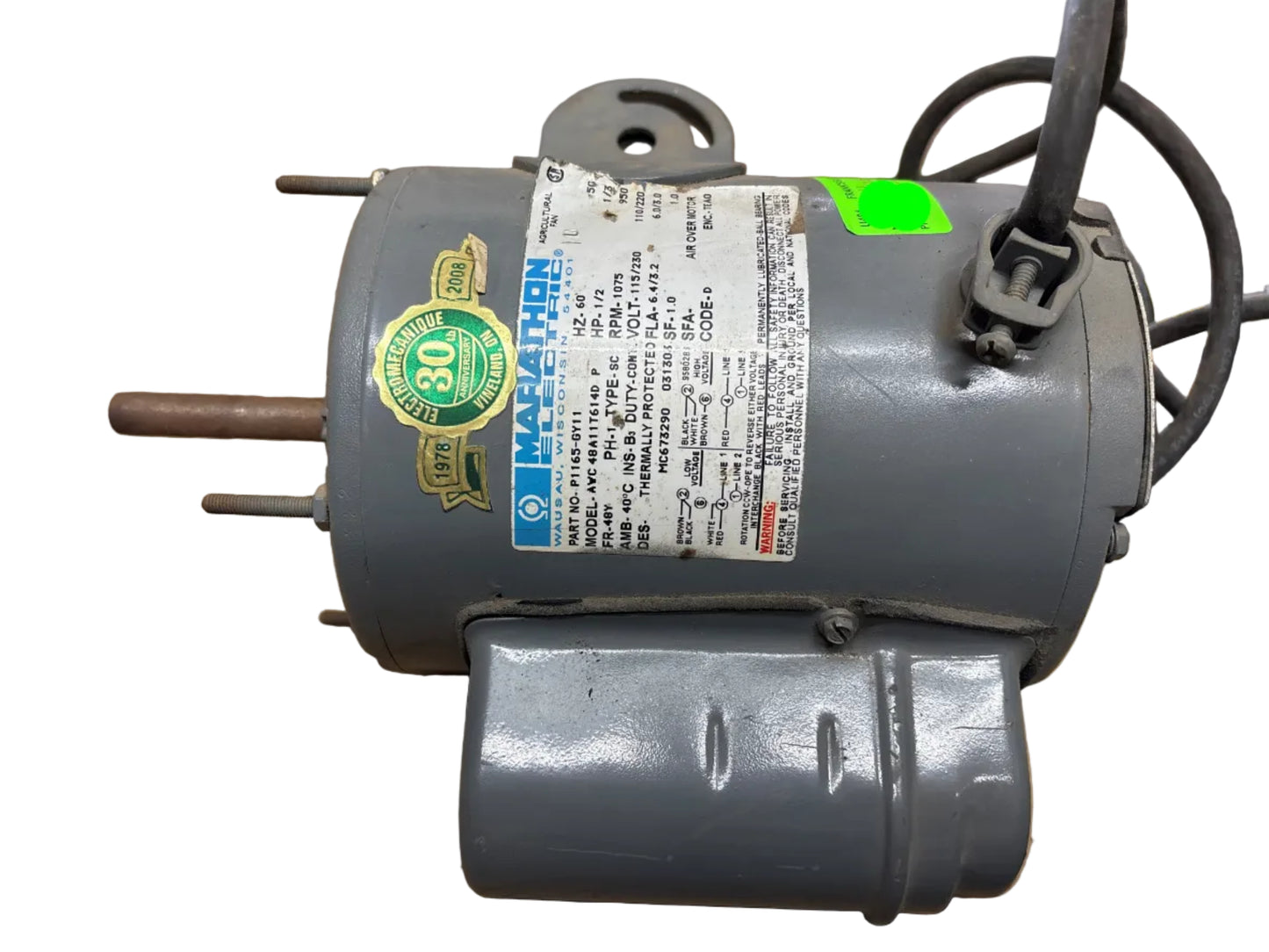 U404 - MARATHON  1/2HP  115/230V  6.4/3.2AMPS