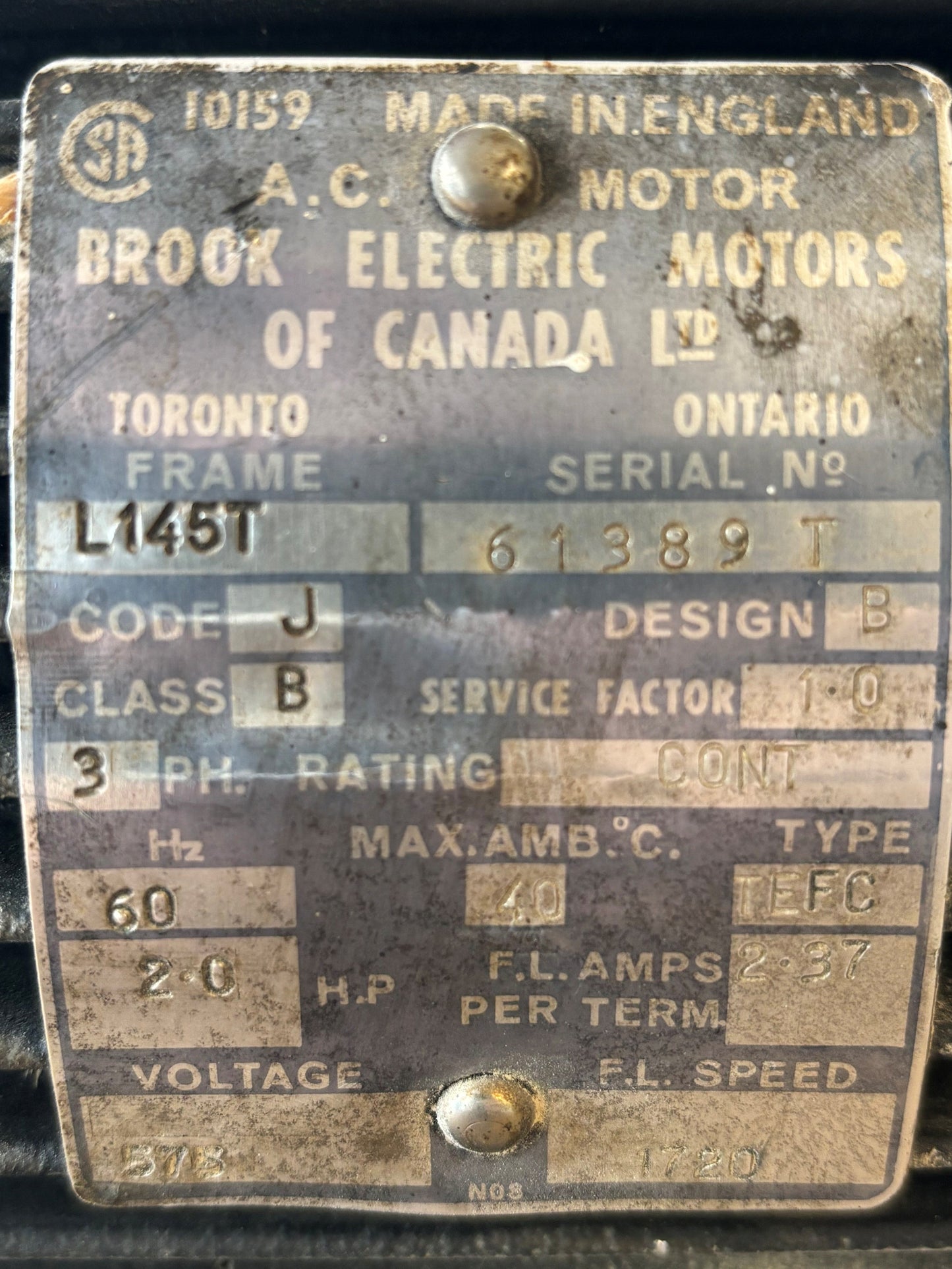 U435 - 2HP  575V  2.37AMPS