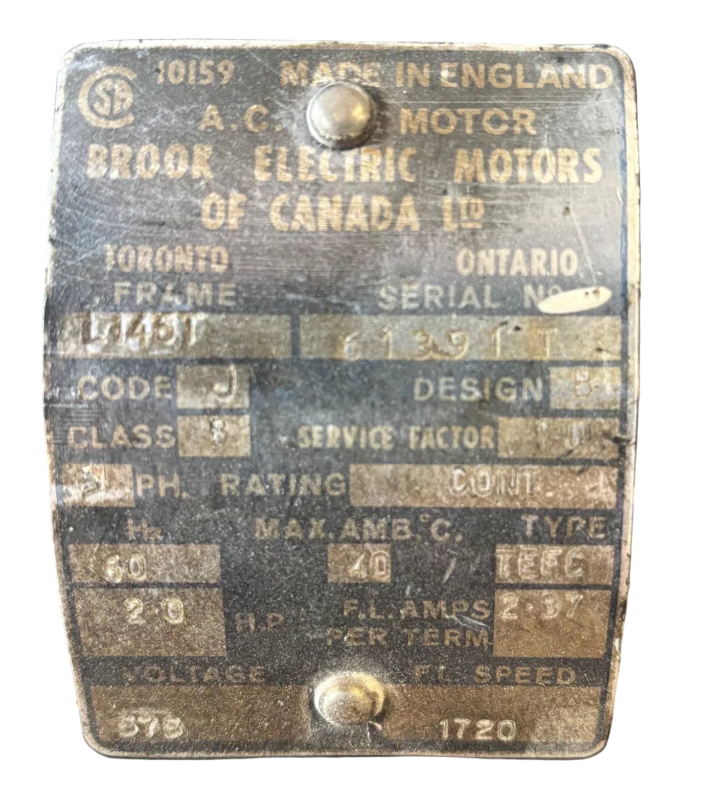 U436 - 2HP  575V  2.37AMPS